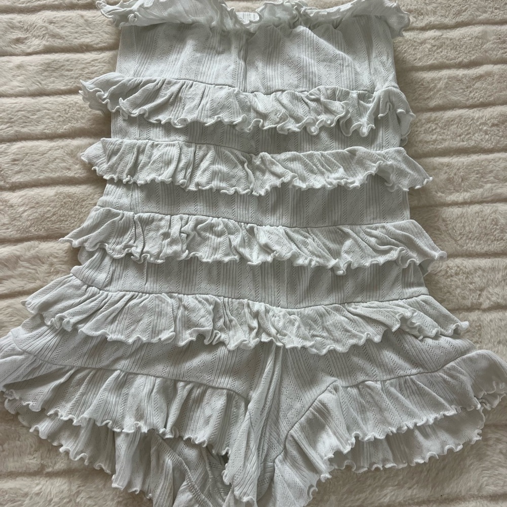 Urban Outfitters Ruffled White Knit Romper